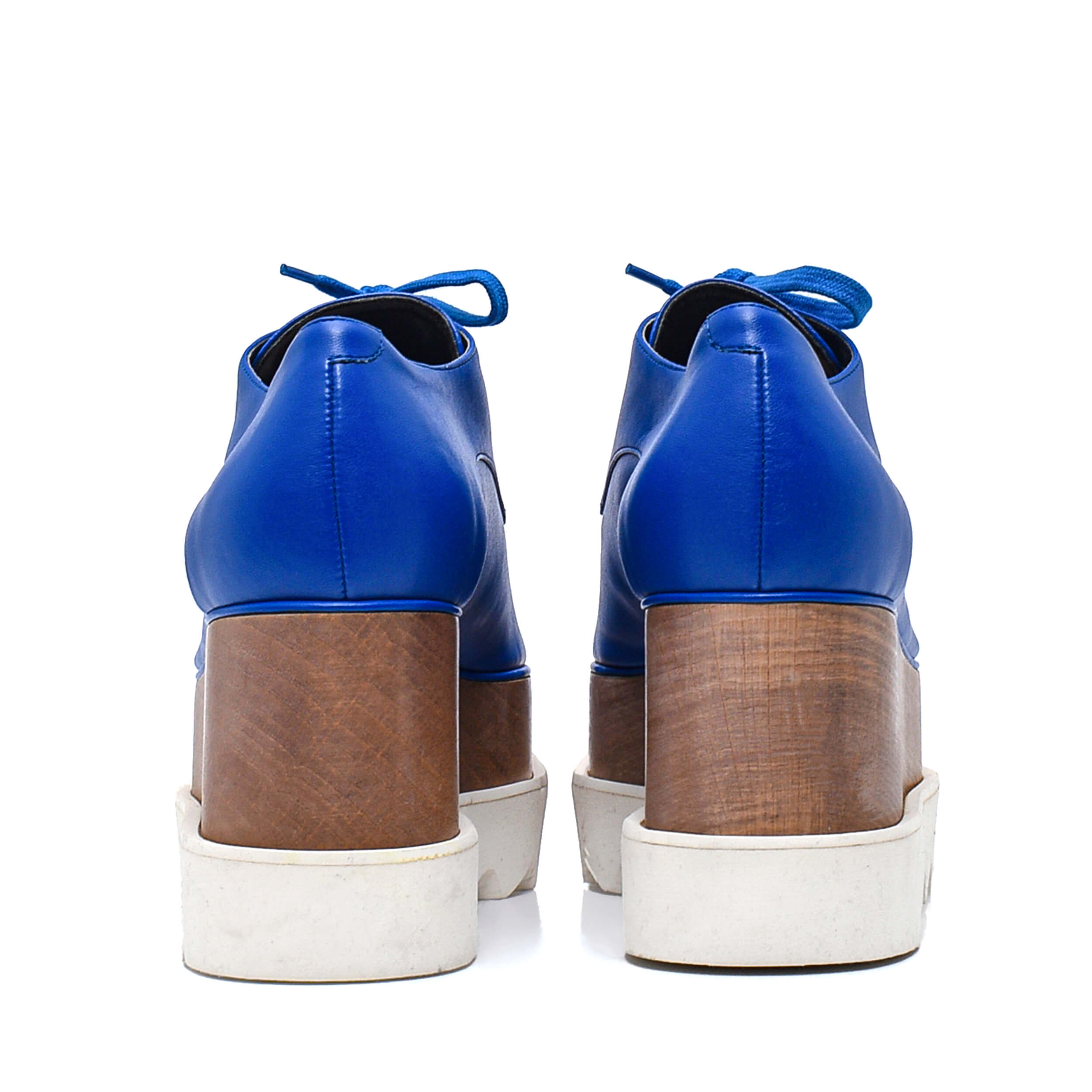 Stella McCartney- Cobalt Blue Leather Elyse Platform Sneakers 38